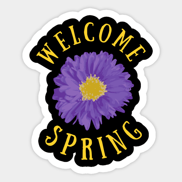 Hello Spring Purple Flower March April May Earth Green Nature Mental Health Shirt Encouragement Love Inspirational Positivity Cute Happy Spiritual Gift Sticker by EpsilonEridani